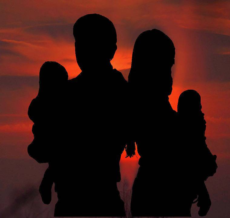 Famille, Silhouette, De L'Homme, Parents, Les Enfants