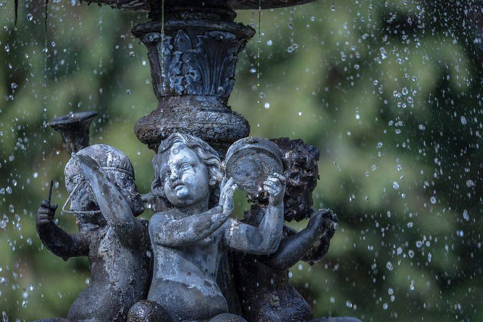 Fontaine, Angel, L'Eau, Statue, Jardin, Vieux, Grecque